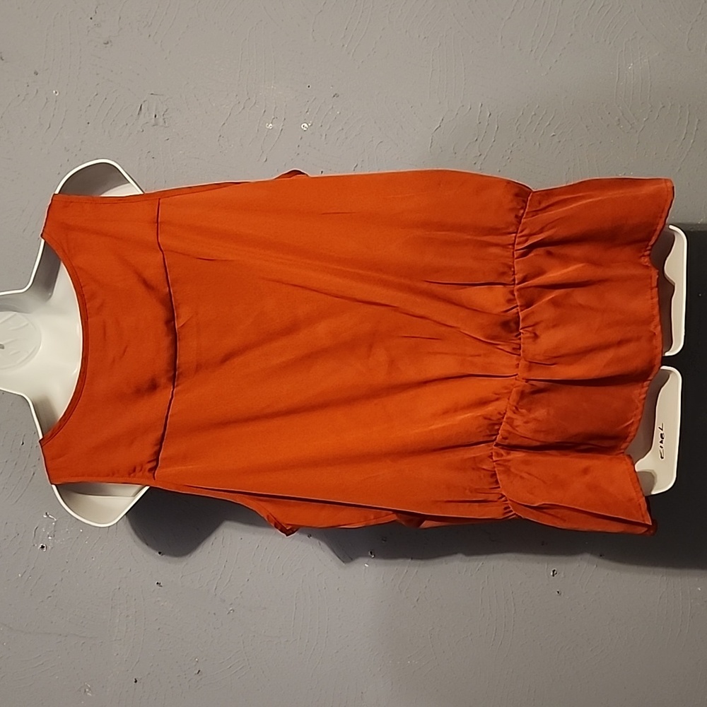 Ana XL shimmery burnt orange sleeveless ruffle blouse. Like new😍 - Picture 2 of 5